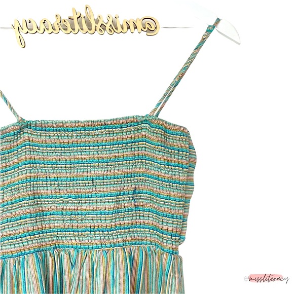 American Eagle AEO Ladies' Sundress Striped Smocked Button-Down Midi Dress XXS - Picture 10 of 12